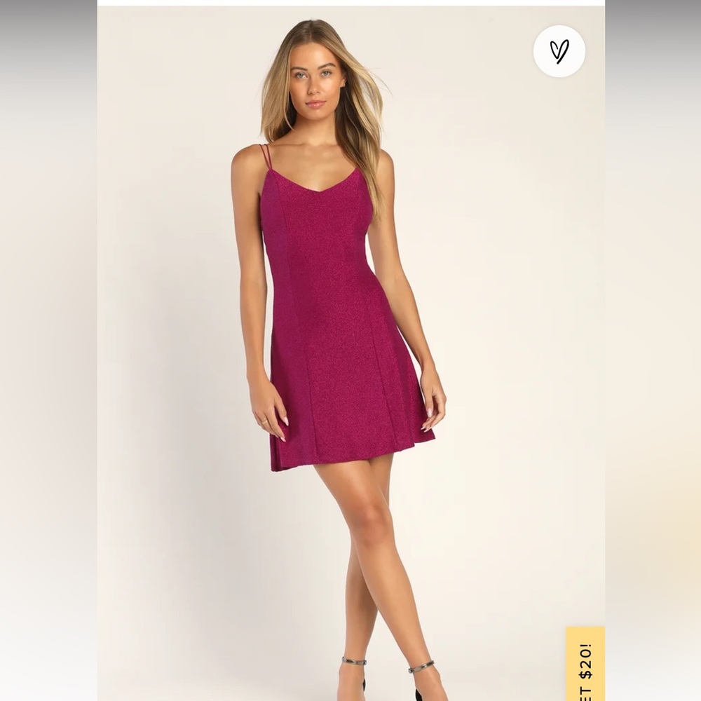 LULUS MAGENTA SHIMMER SLEEVELESS MINI DRESS BRAND NEW